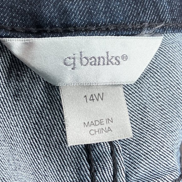 CJ Banks 14W Dark Wash Denim Stretch Cotton Blend Bootcut‎ Boot Cut Jeans Plus - Picture 3 of 4